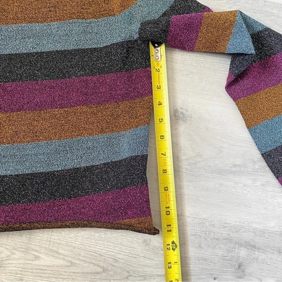 Forever 21 Sparkly Bold Striped Cropped Sweater with Metallic Accents - Picture 8 of 10